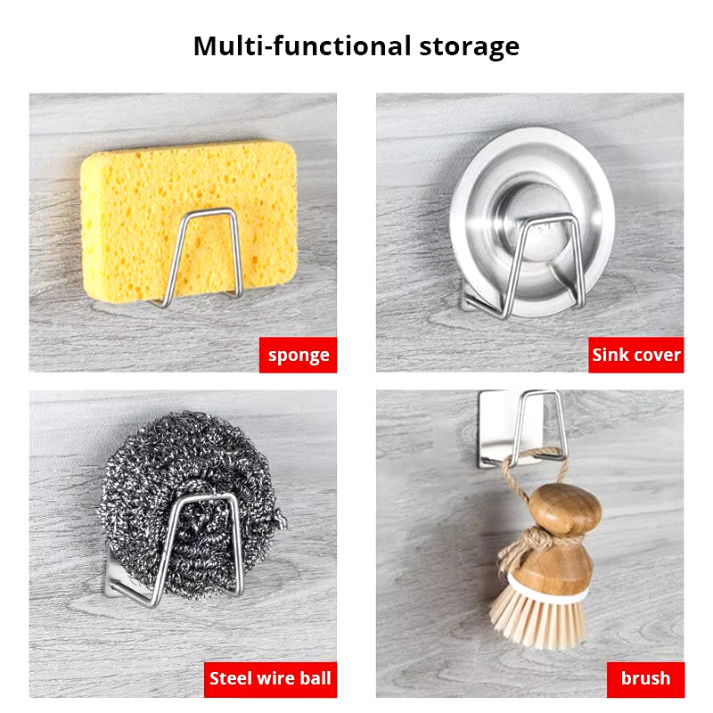 Upgrade Your Kitchen with Our Stainless Steel Sink Sponge Rack - Perfect for Organizing Sponges and Brushes!